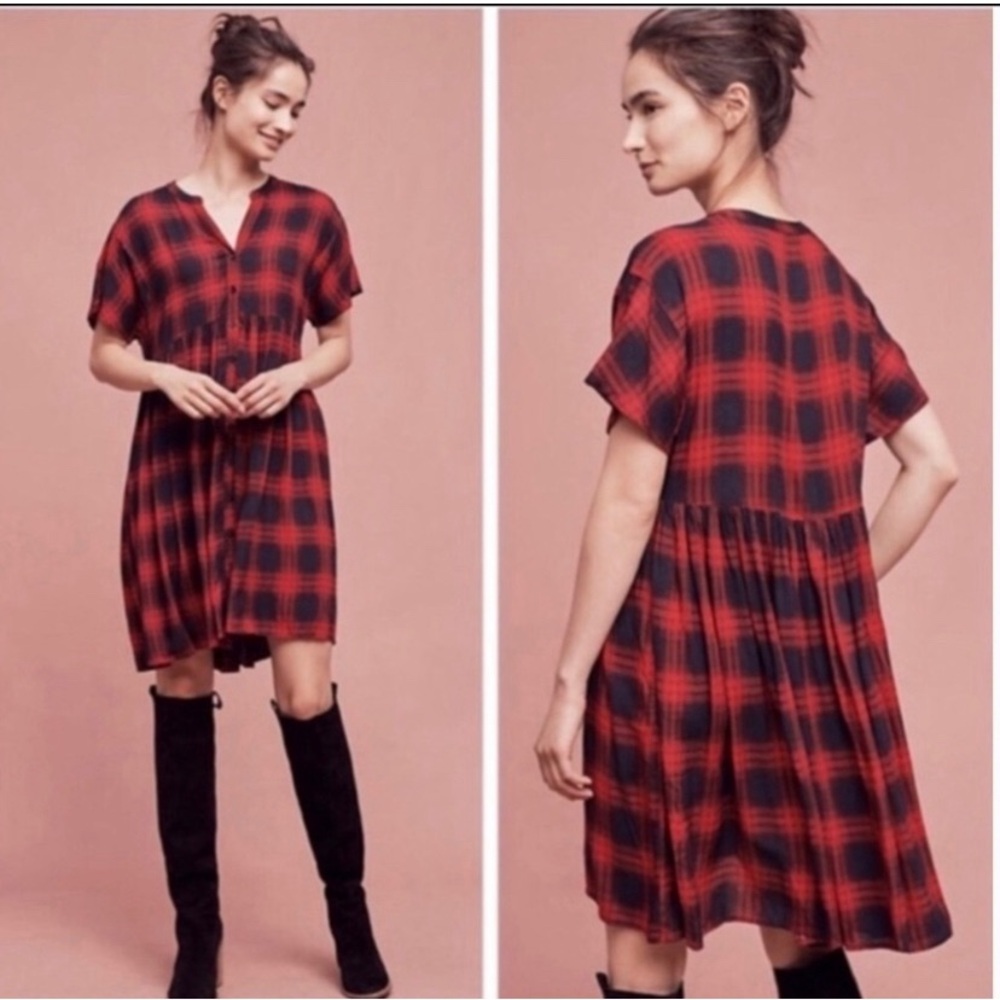 Anthropologie TYLHO gingham babydoll dress